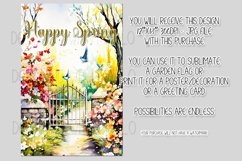 Happy Spring Garden Flag Sublimation Design, Pretty Gate d3 Product Image 2