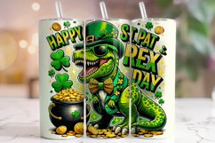 St. Pat-Rex Day Tumbler Wrap, St Patrick&#039;s Dinosaur Tumbler Product Image 1