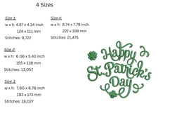 Happy St Patrick's Day Embroidery Design Product Image 2