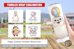 Happy Summer Animals Watercolor Tumbler Product Image 1