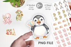 Happy Summer Animals Watercolor Sticker Product Image 1