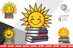 Sun with Books Clipart Product Image 1