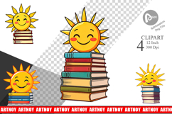 Sun with Books Clipart Product Image 1