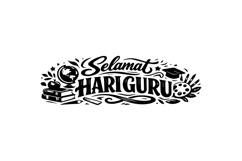 Happy Teacher’s Day Lettering Horizontal Black and White Des Product Image 1