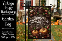Happy Thanksgiving Garden Flag, Vintage Thanksgiving Flag 7 Product Image 1