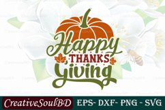 Happy Thanks Giving SVG Cut File, Product Image 1