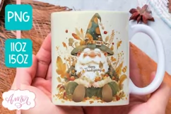Happy thanksgiving mug wrap PNG for sublimation 11oz 15oz Product Image 1