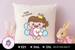 Tooth fairy cute holding tooth. Kawaii Clipart fairytales Product Image 4