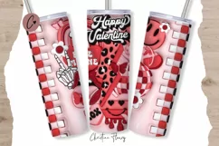 3D Inflated Retro Valentines Day Tumbler Wrap PNG Product Image 1