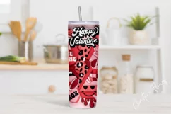 3D Inflated Retro Valentines Day Tumbler Wrap PNG Product Image 2