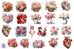 Happy Valentine&#039;s Day Roses Clipart PNG Product Image 2