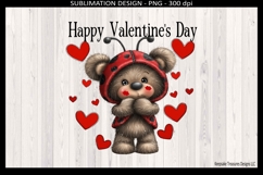 Happy Valentine's Day Teddy Bear Printable Sublimation Png Product Image 2