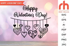 happy valentines day svg, hanging hearts svg, valentine hearts svg, hearts string svg, valentine window svg, valentines template, window decor dxf, valentine card svg, hanging ornament svg, valentine sticker svg, valentines theme svg