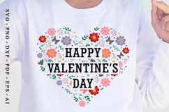 Happy Valentine's Day, Flowers Heart, Valentine SVG Designs Product Image 1