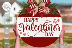 Happy Valentine's Day SVG Valentine's Day Door Hanger SVG Product Image 1