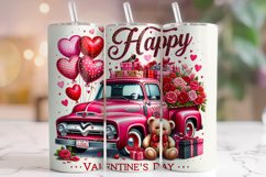 Valentine&#039;s Day Retro Truck Tumbler Wrap, Valentine Tumbler Product Image 1
