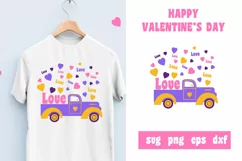 Happy Valentines day truck with quote Love SVG