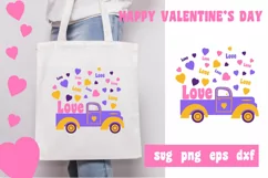 Happy Valentines day truck with quote Love