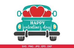Happy Valentines day vintage old truck SVG l Love svg Product Image 1