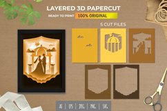 3D Shadowbox Wedding Couple Vow at Outdoor Altar Papercut Product Image 1