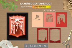 3D Shadowbox Wedding Couple Vow at Sunset Layered Papercut Product Image 1