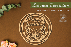 Happy Wedding Laser Cut Decoration SVG Product Image 1