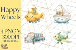 Transportation &amp; Vehicles Clip Art PNG, Whimsical Style Product Image 1