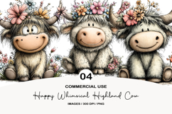 Happy Whimsical Highland Cow Celebrating Easter Product Image 1