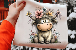 Happy Whimsical Highland Cow Celebrating Easter Product Image 2