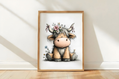 Happy Whimsical Highland Cow Celebrating Easter Product Image 3