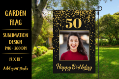 Happy 50th Birthday garden flag sublimation design Product Image 1
