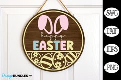 Happy Easter Round SVG | Easter Sign SVG Product Image 1