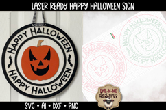 Happy Halloween Round Jack-O-Lantern Sign| Laser Cut SVG Product Image 2