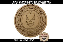 Happy Halloween Round Jack-O-Lantern Sign| Laser Cut SVG Product Image 3