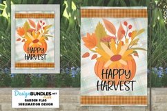 Garden Flag Sublimation PNG | Happy Harvest Floral Pumpkin Product Image 1