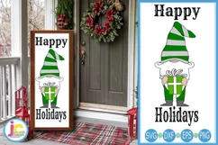 Christmas Welcome sign SVG | Happy Holidays Gnome Porch Sign Product Image 1