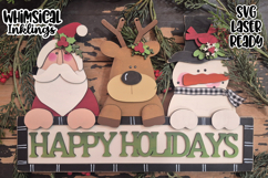 Happy Holidays Christmas Trio Sign Laser SVG Product Image 1