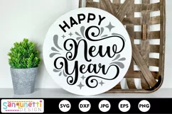 Happy New Year round SVG | New Year Round Sign Product Image 1
