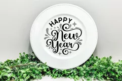 Happy New Year round SVG | New Year Round Sign Product Image 3