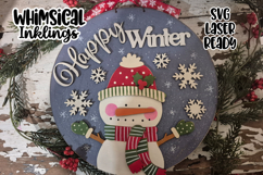 Happy Winter Snowman Sign Laser SVG Product Image 1