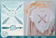 boho style crossed arrows with flower mandala - svg dxf eps pdf and png files