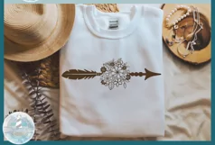 boho style crossed arrows with flower mandala - svg dxf eps pdf and png files
