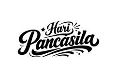 Hari Pancasila Black and White Lettering Horizontal Design Product Image 1