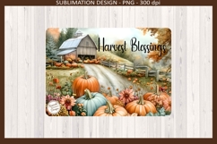 Harvest Blessings PNG, Fall Pumpkin Barn Cutting Board Product Image 1