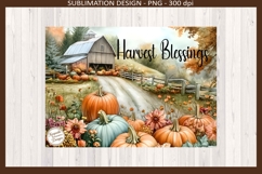 Harvest Blessings PNG, Fall Pumpkin Barn Cutting Board Product Image 2