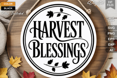 Harvest Blessings SVG File | Fall Round Sign SVG Product Image 2