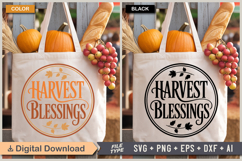 Harvest Blessings SVG File | Fall Round Sign SVG Product Image 4