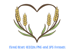 Harvest Fall Heart Wreath Flower Graphic Clipart PNG Illustration