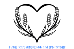 Harvest Fall Heart Wreath Flower Graphic Clipart PNG Outline Illustration
