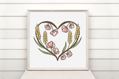 Harvest Fall Wheat Heart Wreath Flower Graphic Clipart PNG Product Image 2